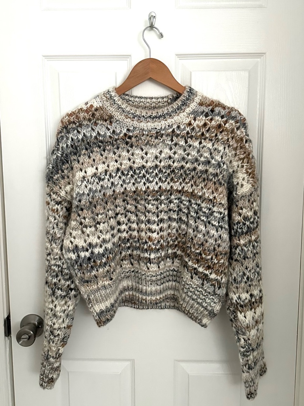 Madewell Marled Crewneck Sweater in Cream, Gray & Brown